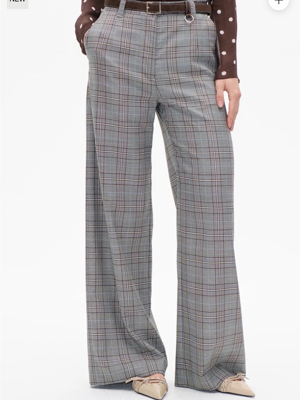 Baum und pferdgarten High-Rise Wide-Leg Plaid smart casual Trousers in Gray NWT - Picture 3 of 5